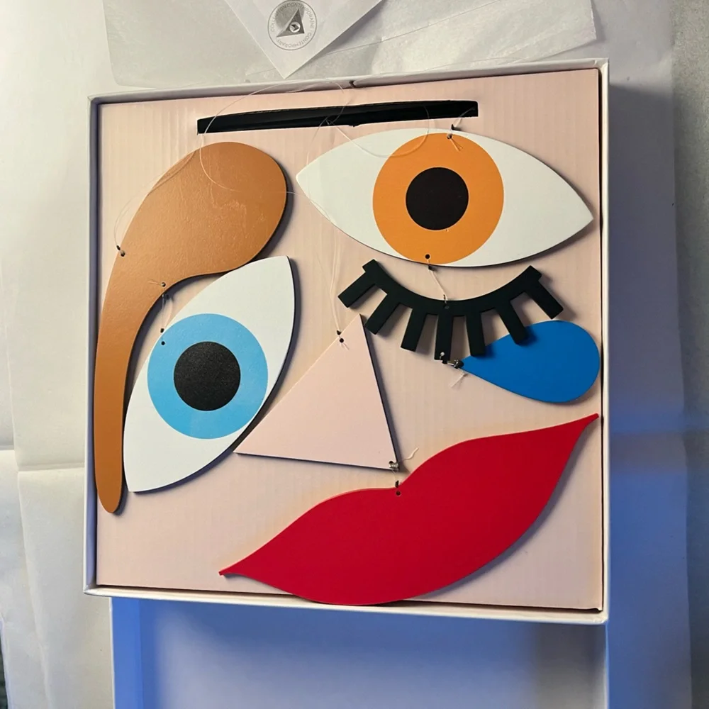 Abstract Face Hanging Mobile Wall Decor in Multi-Color open box